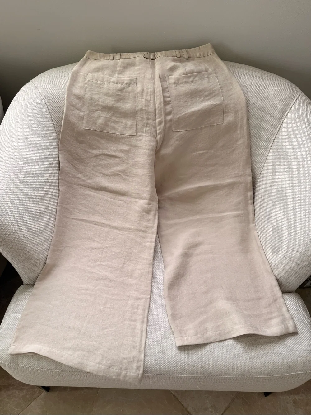 Zara Wide-Leg Linen Blend Pants in Beige